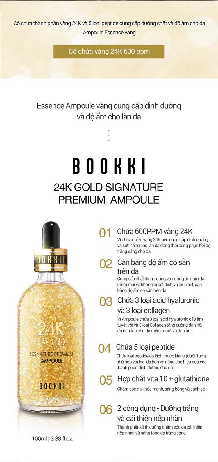tinh chat nang co bookki 24k gold signature premium ampoule 6