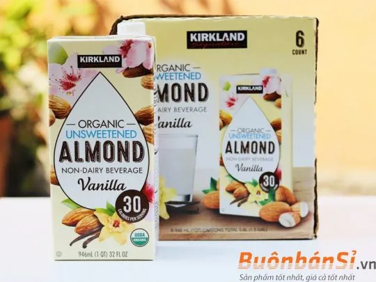 sữa hạnh nhân không đường kirkland organic unsweetened almond milk mua ở đâu