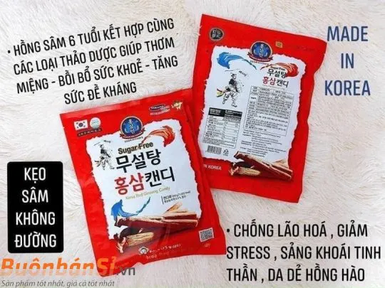 kẹo hồng sâm không đường 500g korea red ginseng candy mua ở đâu