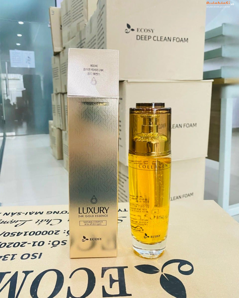 Tinh Chất Vàng Chống Lão Hóa Ecosy Collagen Luxury 24K Gold Essence 120ml 4 tinh chất vàng Ecosy Collagen 120ml mua hàng ở đâu