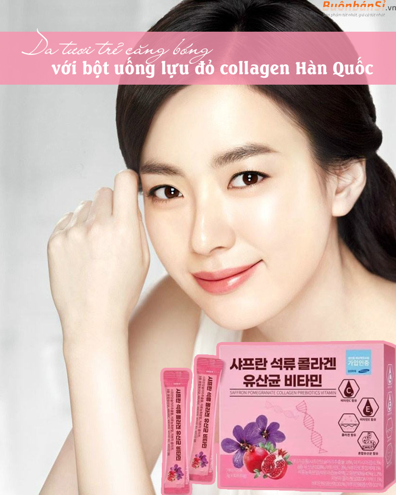 Collagen Lựu Đỏ Hàn Quốc Mẫu Mới hộp 30 gói công dụng