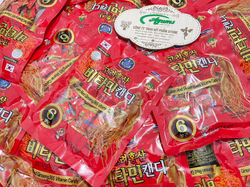 Kẹo Hồng Sâm Korean Red Ginseng 365 Vitamin Candy 200gr Hàn Quốc 11 Kẹo Sâm Korean Red Ginseng 365 Candy 200g mua ở đâu