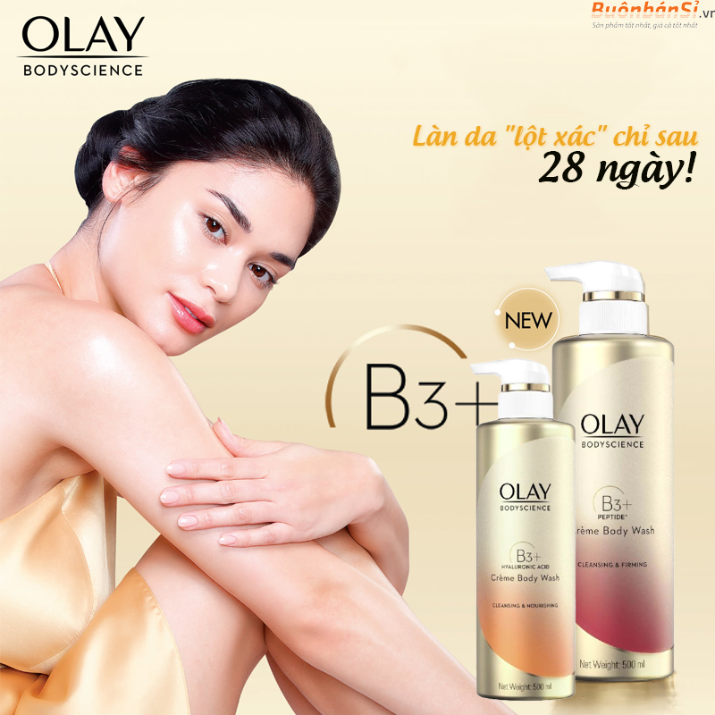 Sữa Tắm Dưỡng Ẩm, Sáng Da Olay Body Science B3+ Crème Body Wash 500ml 3 Sữa Tắm Olay Body Science B3 Cream Body Wash 500ml công dụng