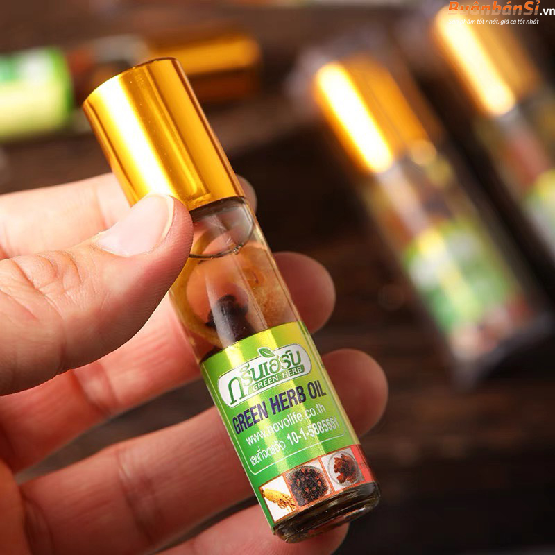 Dầu Lăn Nhân Sâm Green Herb Oil Ginseng Root Herbal Water Balm Green Herb 8cc 1 Dầu Lăn Nhân Sâm Thái Lan 8cc mới nhất
